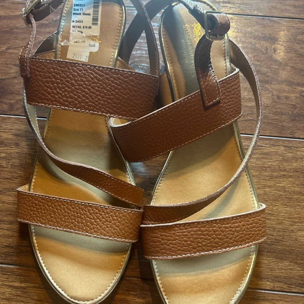 Coach And Four Sandals Wedge Leather Strappy Women's Size 11 Boho Resortwear - Picture 7 of 8